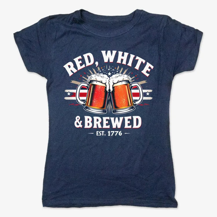 Red, White & Brewed Celebration-Women's T-Shirt-True Navy