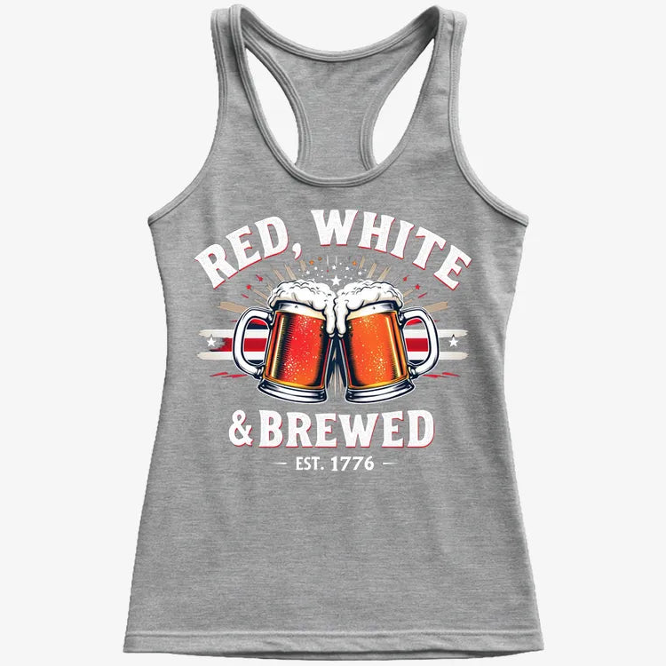 Red, White & Brewed Celebration-Women's Tank Top-Gray Granite