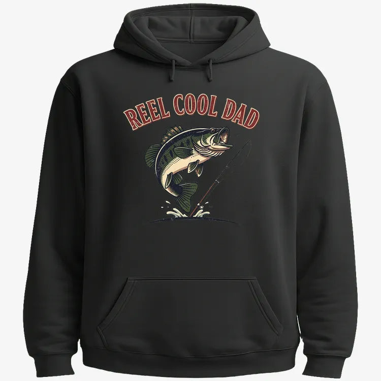 Reel Cool Dad Fishing Tee-Hoodie-Black