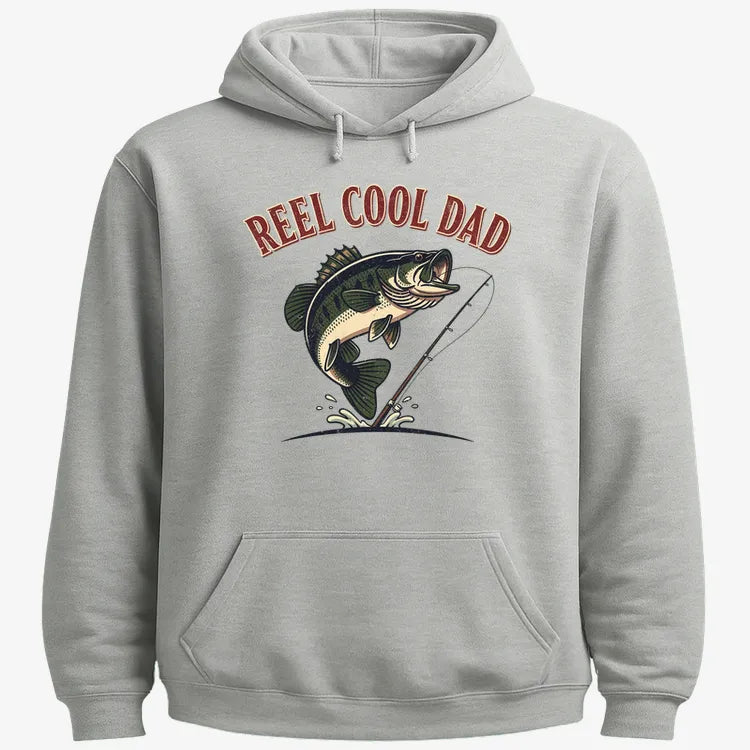 Reel Cool Dad Fishing Tee-Hoodie-Gray Heather