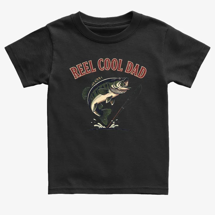 Reel Cool Dad Fishing Tee-Kids T-Shirt-Black