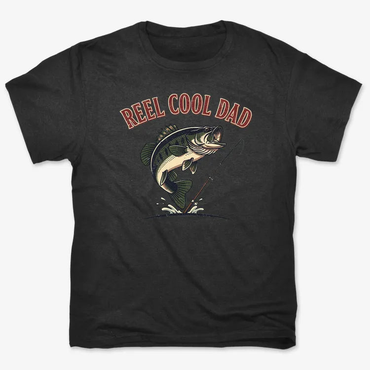 Reel Cool Dad Fishing Tee-Men's T-Shirt-Black
