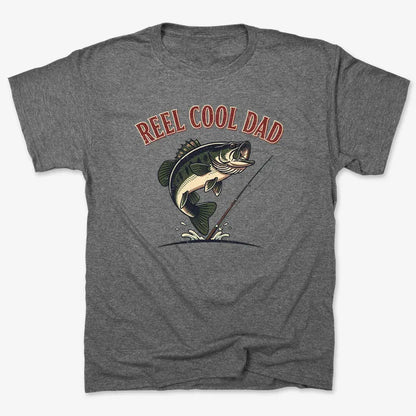 Reel Cool Dad Fishing Tee-Men's T-Shirt-Charcoal Heather