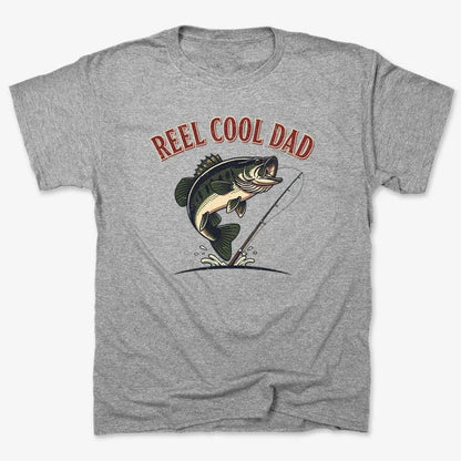 Reel Cool Dad Fishing Tee-Men's T-Shirt-Gray Heather