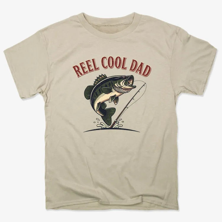 Reel Cool Dad Fishing Tee-Men's T-Shirt-Sand