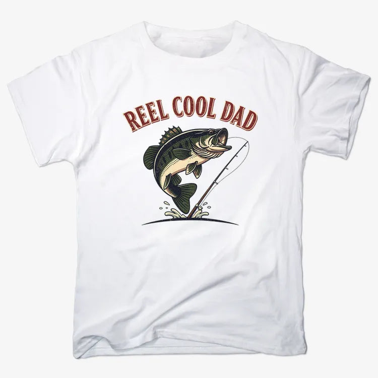 Reel Cool Dad Fishing Tee-Men's T-Shirt-White