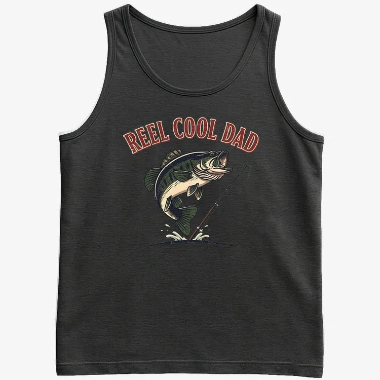 Reel Cool Dad Fishing Tee-Men's Tank Top-Black