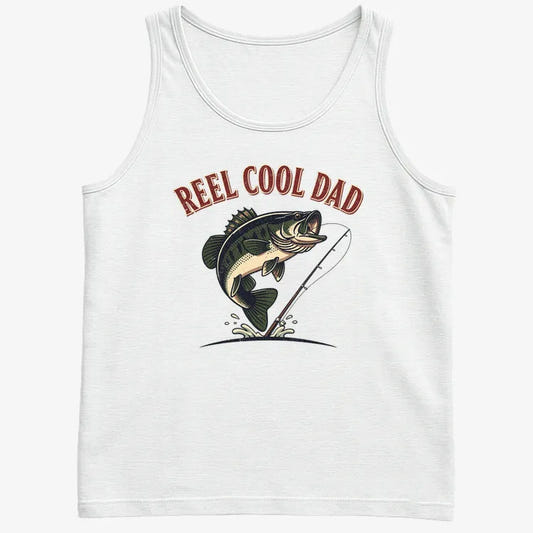 Reel Cool Dad Fishing Tee-Men's Tank Top-White