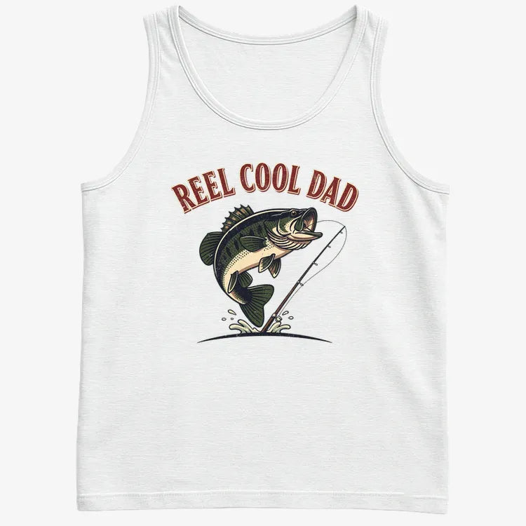 Reel Cool Dad Fishing Tee-Men's Tank Top-White