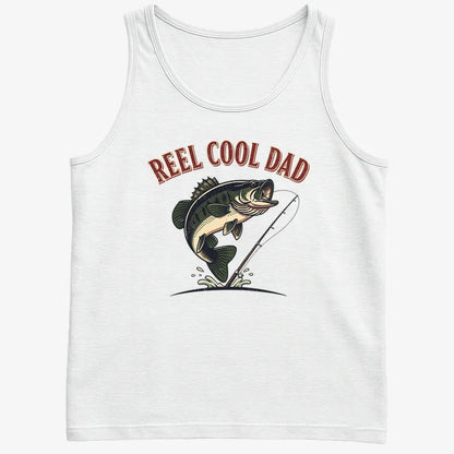 Reel Cool Dad Fishing Tee-Men's Tank Top-White