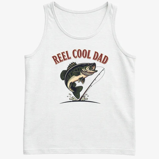 Reel Cool Dad Fishing Tee-Men's Tank Top-White