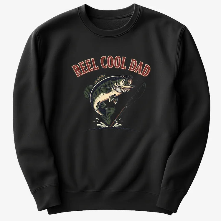 Reel Cool Dad Fishing Tee-Sweater-Black
