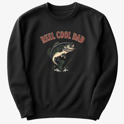 Reel Cool Dad Fishing Tee-Sweater-Black
