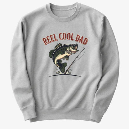 Reel Cool Dad Fishing Tee-Sweater-Gray Heather