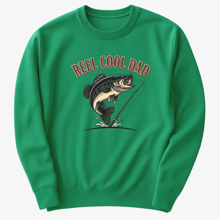 Reel Cool Dad Fishing Tee-Sweater-Green