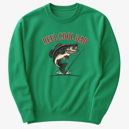 Reel Cool Dad Fishing Tee-Sweater-Green
