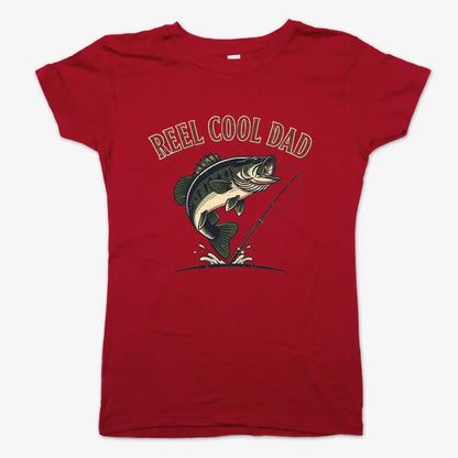 Reel Cool Dad Fishing Tee-Women's T-Shirt-Deep Red