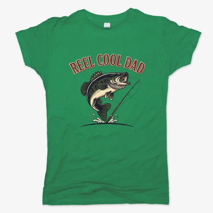 Reel Cool Dad Fishing Tee-Women's T-Shirt-Lucky Green