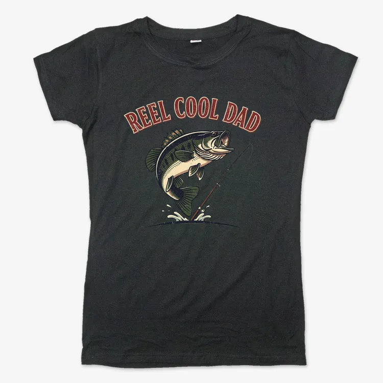 Reel Cool Dad Fishing Tee-Women's T-Shirt-Midnight