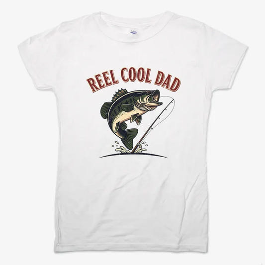 Reel Cool Dad Fishing Tee-Women's T-Shirt-Snow