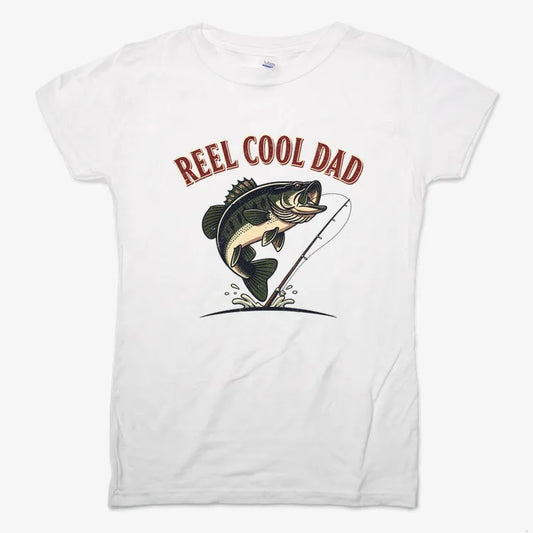 Reel Cool Dad Fishing Tee-Women's T-Shirt-Snow