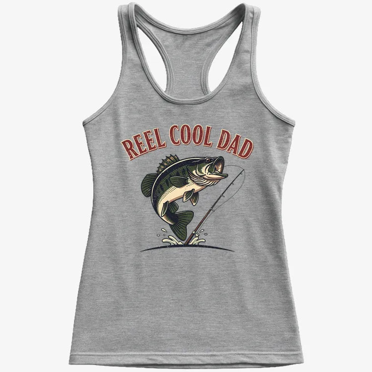Reel Cool Dad Fishing Tee-Women's Tank Top-Gray Granite