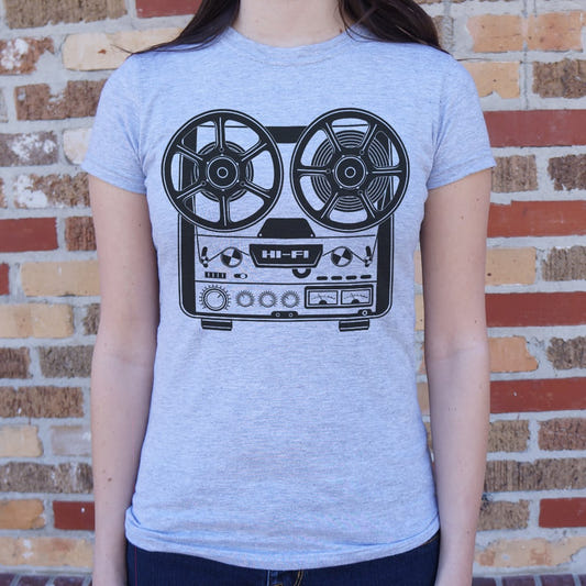 Reel To Reel Vintage Hi Fi Tape Player graphic Women's T-Shirt in Gray Granite