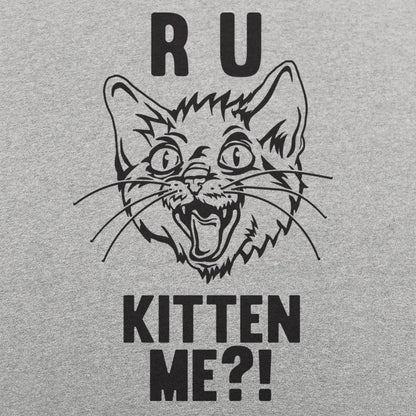 R U Kitten Me Wild Eyed Hissing Cat Face Pun