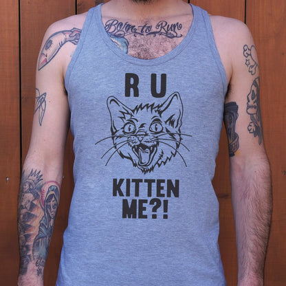 R U Kitten Me Wild Eyed Hissing Cat Face Pun