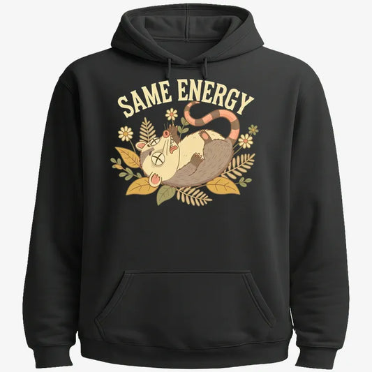Same Energy Opossum Vibes-Hoodie-Black