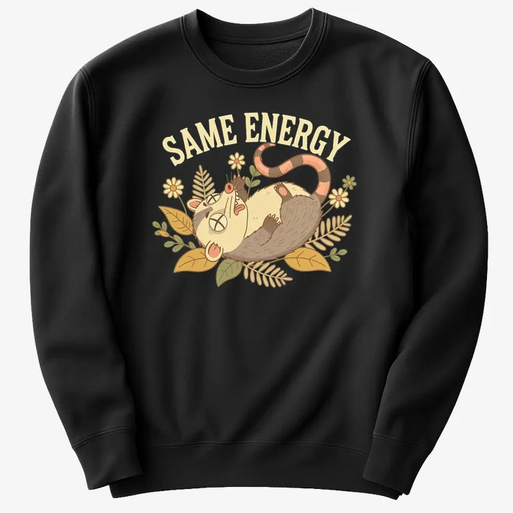 Same Energy Opossum Vibes-Sweater-Black