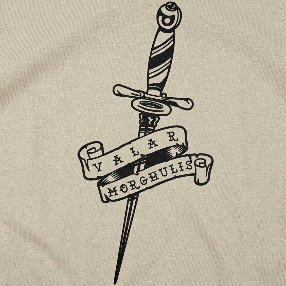 Valar Morghulis Dagger and Banner Tattoo Design detail