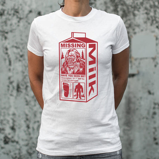 Sasquatch Missing Milk Carton Poster graphic Women's T-Shirt in Snow