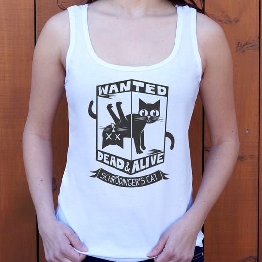 Schrodinger's Cat Wanted Dead and Alive Quantum Physics Box graphic Women's Tank Top in Snow