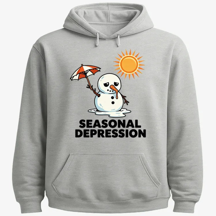 Sunny Days with a Melting Snowman Tee-Hoodie-Gray Heather
