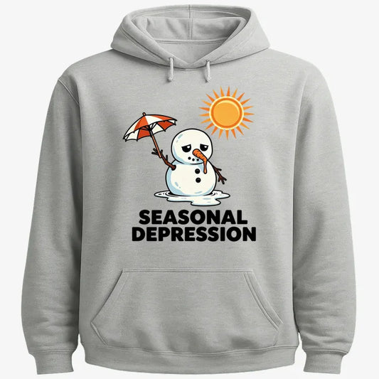 Sunny Days with a Melting Snowman Tee-Hoodie-Gray Heather