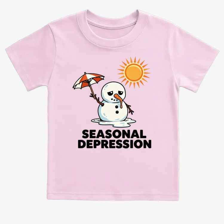 Sunny Days with a Melting Snowman Tee-Kids T-Shirt-Pink