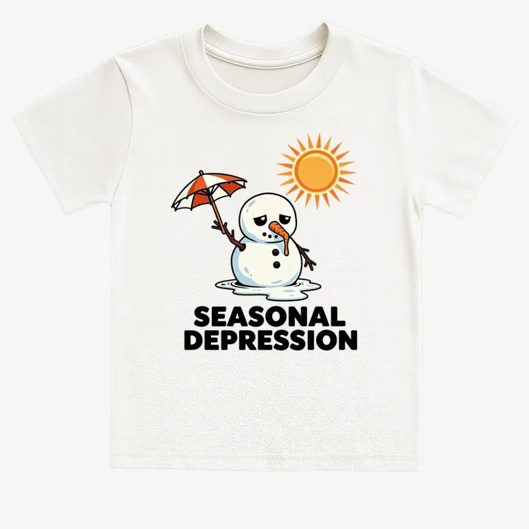 Sunny Days with a Melting Snowman Tee-Kids T-Shirt-White