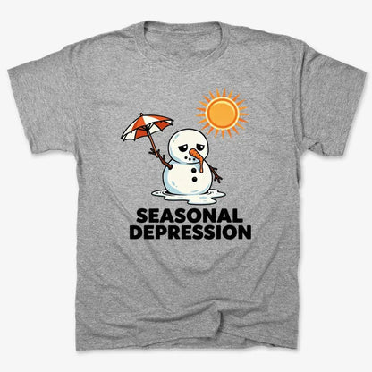 Sunny Days with a Melting Snowman Tee-Men's T-Shirt-Gray Heather
