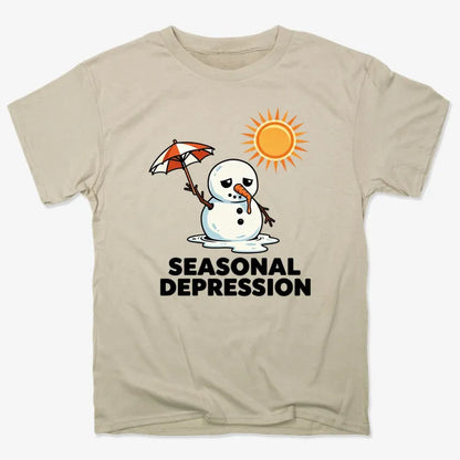Sunny Days with a Melting Snowman Tee-Men's T-Shirt-Sand