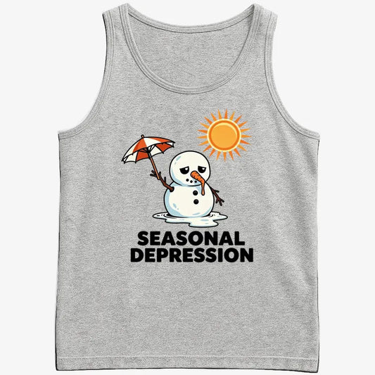 Sunny Days with a Melting Snowman Tee-Men's Tank Top-Gray Heather