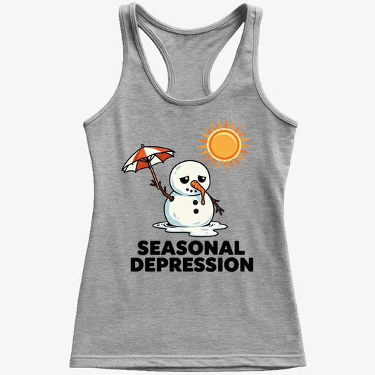 Sunny Days with a Melting Snowman Tee-Women's Tank Top-Gray Granite