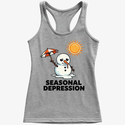 Sunny Days with a Melting Snowman Tee-Women's Tank Top-Gray Granite