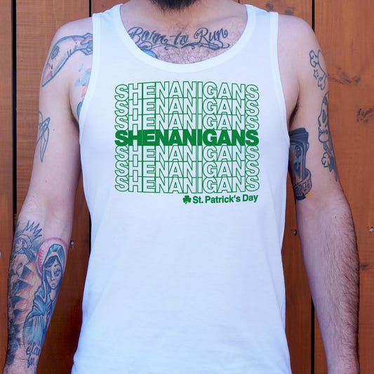 Shenanigans St. Patrick's Day Thank You Bag Parody graphic Men's Tank Top in White
