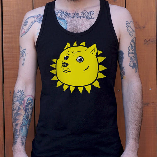 Shining Doge Meme Dog as the Sun graphic Men's Tank Top in Black