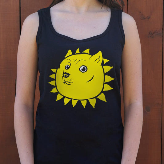 Shining Doge Meme Dog as the Sun graphic Women's Tank Top in Midnight