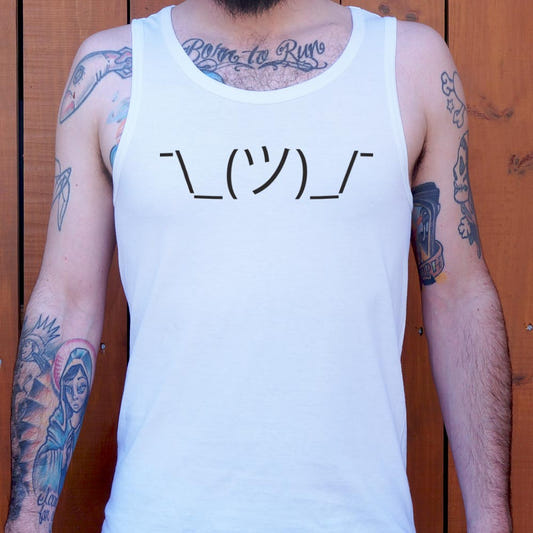 Shrugging Emoji Shrug Emoticon Face graphic Men's Tank Top in White