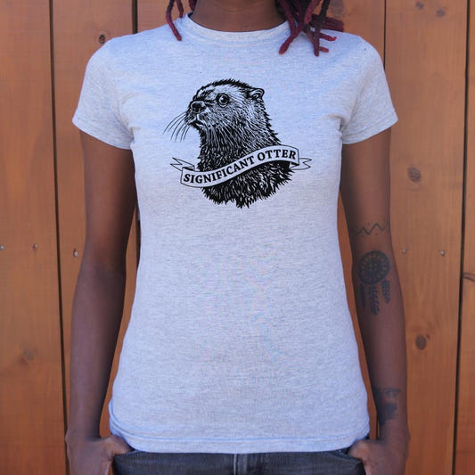 Significant Otter Cute Portrait Pun graphic Women's T-Shirt in Gray Granite