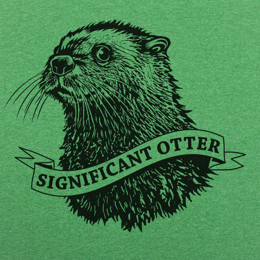 Significant Otter Cute Portrait Pun graphic Unisex Heavyweight T-Shirt in Kelly Green Heather