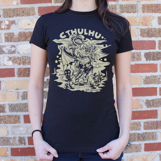 Silly Nameless Terror Cthulhu Cartoon Mouse Monster graphic Women's T-Shirt in Midnight